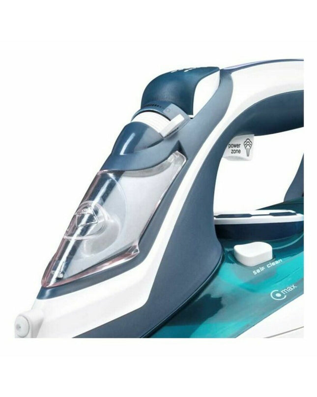 Haeger SI-280.012B steam iron with 2800W power, cloth steam station and adjustable settings on a white background.