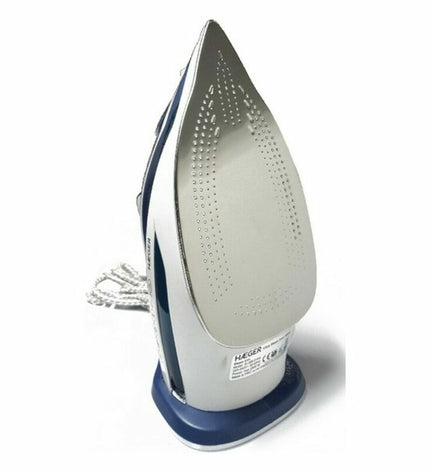 Haeger SI-280.014A 2800W stainless steel steam iron with ergonomic handle and steam control for efficient ironing.