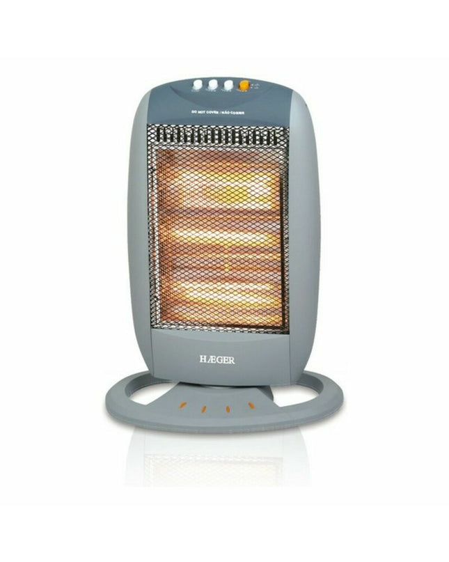 Haeger HH-120.002A 1200W white halogen heater, portable home appliance for heating and cooling.