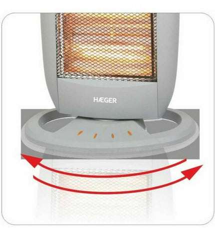 Haeger HH-120.002A 1200W white halogen heater, portable home heating device, compact design for indoor use