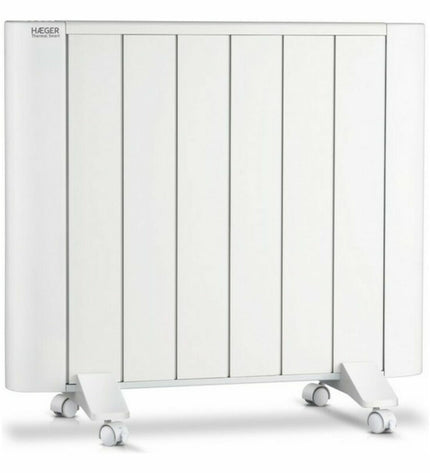Haeger TE100001A 1000W white space heater for home use, portable heating device with sleek design and digital controls.