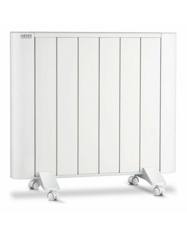 Haeger TE100001A 1000W white space heater for home use, portable heating device with sleek design and digital controls.