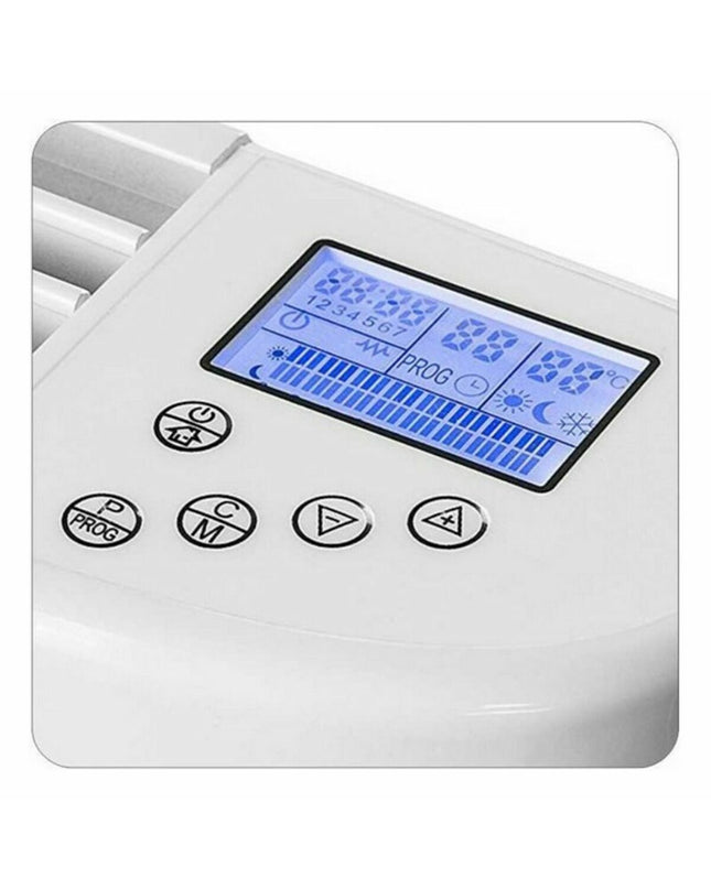 Haeger TE150002A 1500W white portable heater for home use, suitable for heating and cooling spaces.