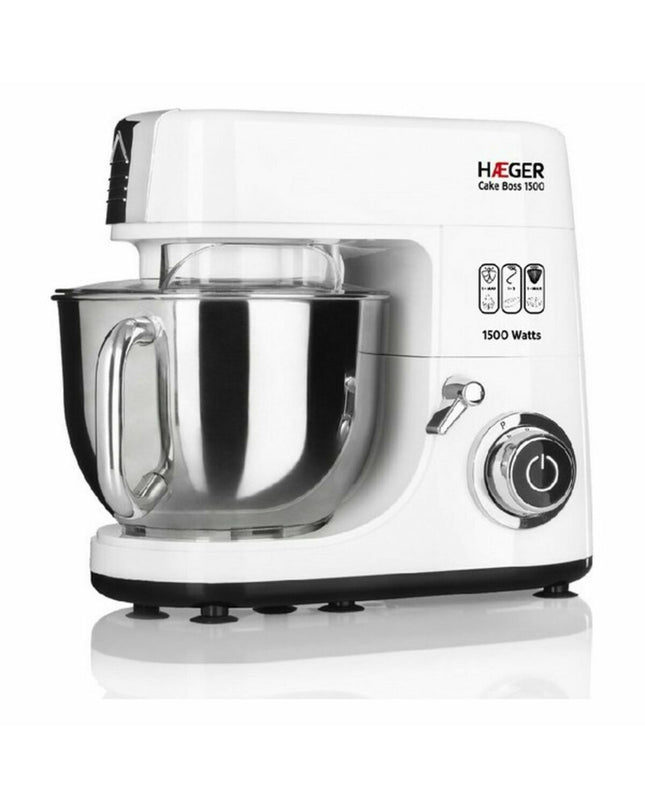 Haeger mixer grinder with bowl, 1500W, compact kitchen appliance for home cooking, black and silver design.
