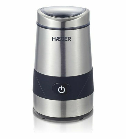 Haeger CG-200.001A electric coffee grinder with 200W power, compact kitchen appliance for fresh ground coffee.