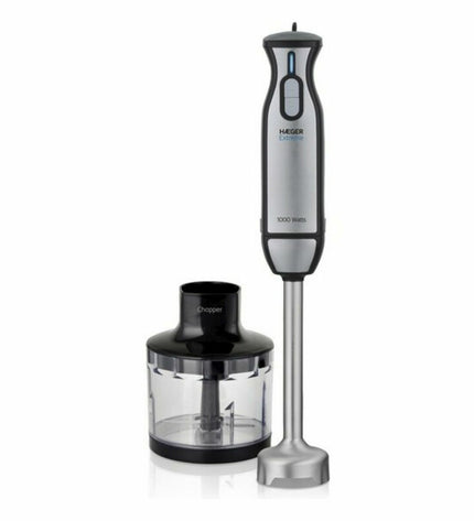 Haeger HB-10C.019A black 1000W mixer for home cooking, small electric appliance with sleek design and sturdy build.