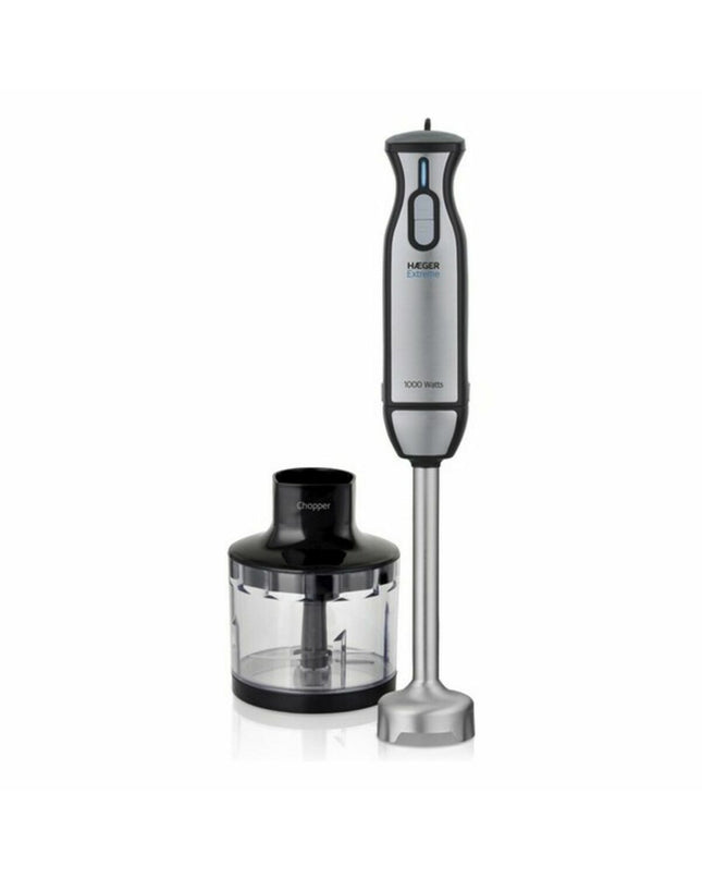Haeger HB-10C.019A black 1000W mixer for home cooking, small electric appliance with sleek design and sturdy build.