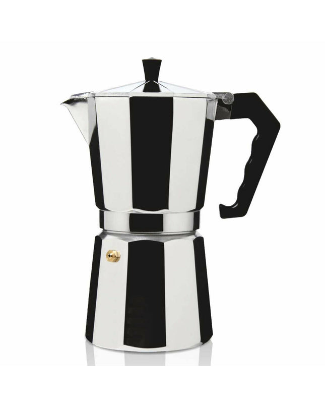 Haeger CP-12A.009A Italian coffee pot in aluminium, 300 ml, for brewing espresso or strong coffee at home.