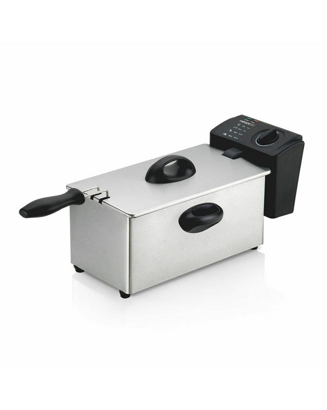 Haeger DF-3ES.017A black 2000W deep fryer for home cooking, compact electric kitchen appliance with digital controls