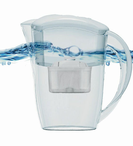Haeger WJ-24W.004A white 2.4L kettle with filter, suitable for home cooking, shown with a clean, modern design.
