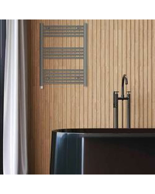 Haeger electric wall towel rack in white with heating element, 80x60 cm for bathroom, model TW-30G.003A.