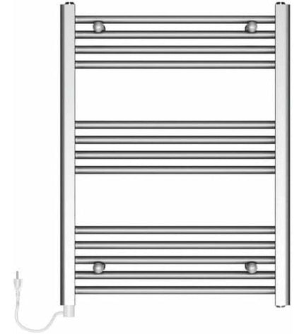 Haeger TW-30C.004A electric wall towel radiator in white, 80x60 cm with 300W power for bathroom heating and drying towels.