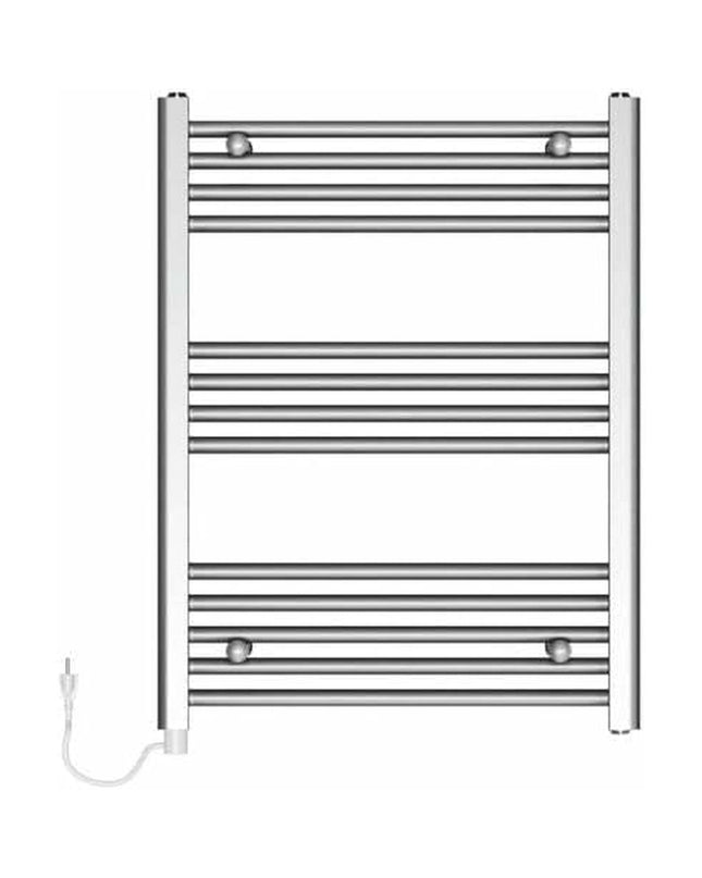 Haeger TW-30C.004A electric wall towel radiator in white, 80x60 cm with 300W power for bathroom heating and drying towels.