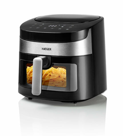 Haeger AF-D80.008A black air fryer with 8-liter capacity and 1800W power, compact small kitchen electric appliance