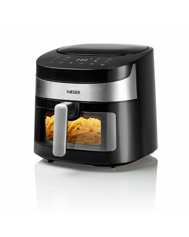 Haeger AF-D80.008A black air fryer with 8-liter capacity and 1800W power, compact small kitchen electric appliance