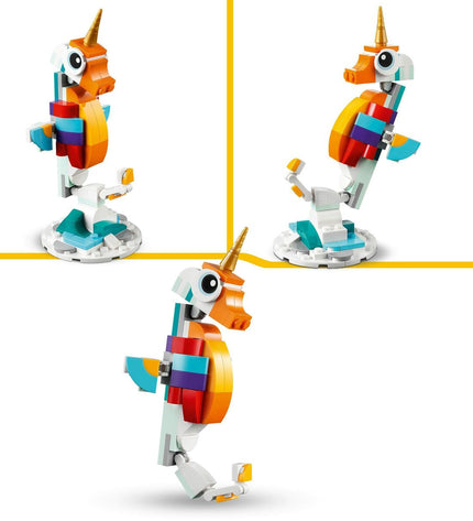 Lego Creator Magic Unicorn 31140 3-in-1 building toy with 145 pieces, featuring a colorful unicorn model for imaginative play.