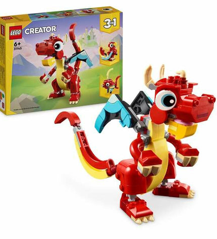 Lego Creator Red Dragon set with 149 pieces, featuring a detailed red dragon toy for creative building and imaginative play.