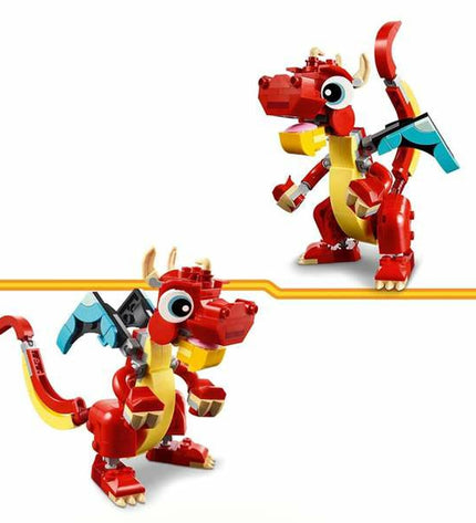 Lego Creator 31145 Red Dragon building toy with 149 pieces, featuring a detailed red dragon model for creative play.