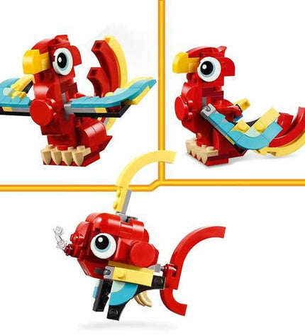 Lego Creator Red Dragon building toy with 149 pieces, featuring detailed dragon construction and vibrant red color.