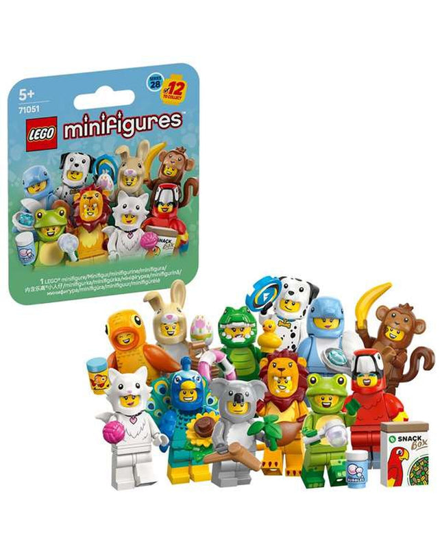 Lego Minifigures 71051 toy set featuring colorful Lego characters with detailed outfits and accessories for creative play.