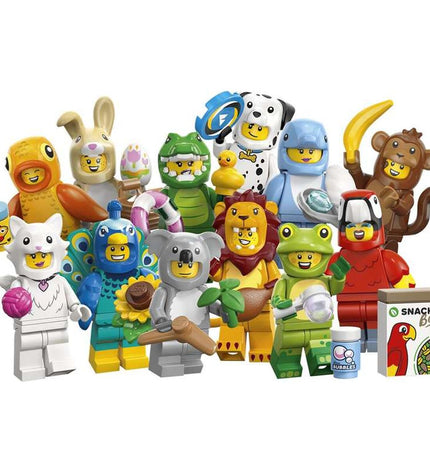 Lego Minifigures from set 71051 featuring colorful LEGO toy figures with various costumes and accessories for play and collection.