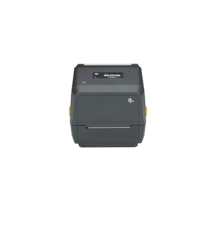 Zebra ZD421 manual label maker for office use, showing the compact electronic device with keypad and label output area.