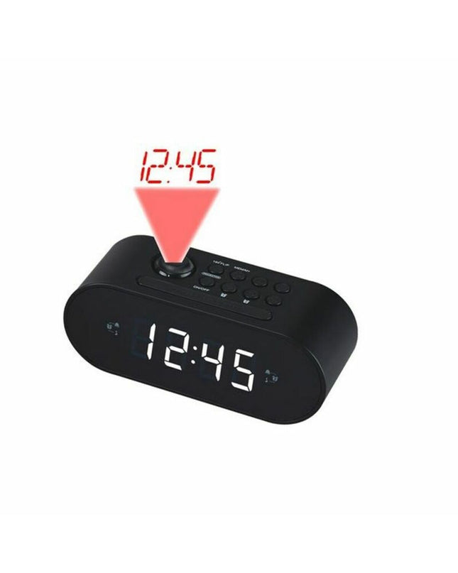 Denver Electronics CRP-717BLACK radio clock with 1-inch LED display, featuring electronic audio and Hi-Fi alarm functionality.