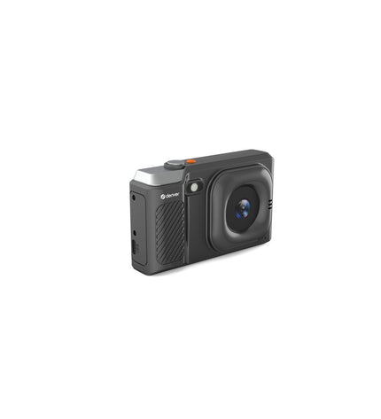Denver Electronics DCA-4818B digital camera showcasing a compact design with lens, screen, and control buttons for photography and video.