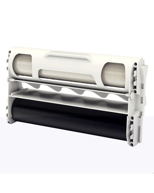 Xyron transparent laminator machine for office supplies and stationery, showing the device with control panel and transparent cover.