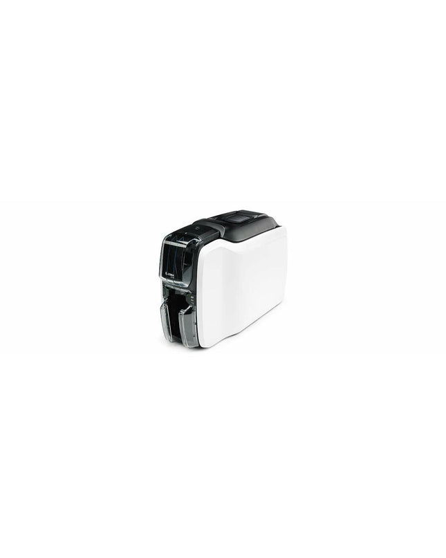 Handmatige Zebra ZC11-0000000EM00 label maker for office use, with keypad and label output visible in the image.