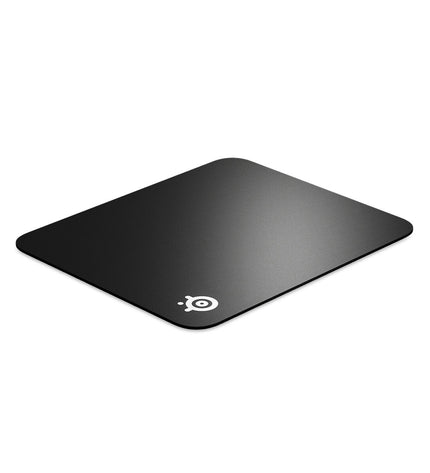 SteelSeries QcK Hard black gaming mat for electronics and plug-and-play consoles, with a smooth surface for precise gameplay.