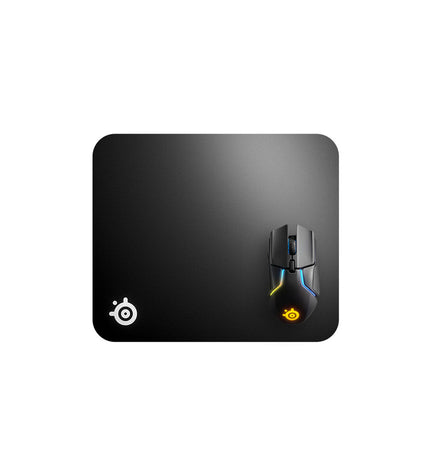 SteelSeries QcK Hard gaming mouse pad in black, designed for electronic and plug-and-play gaming consoles.