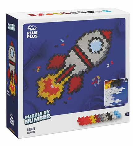 Lúdilo Puzzel Lúdilo Plus Plus Rocket with 500 pieces, colorful puzzle toy for kids, featuring rocket-shaped pieces and vibrant design.