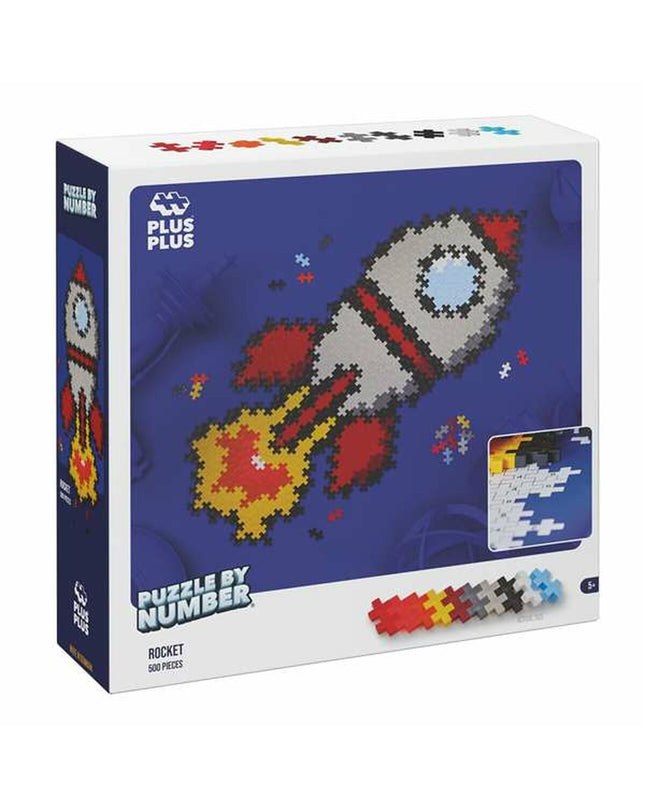 Lúdilo Puzzel Lúdilo Plus Plus Rocket with 500 pieces, colorful puzzle toy for kids, featuring rocket-shaped pieces and vibrant design.