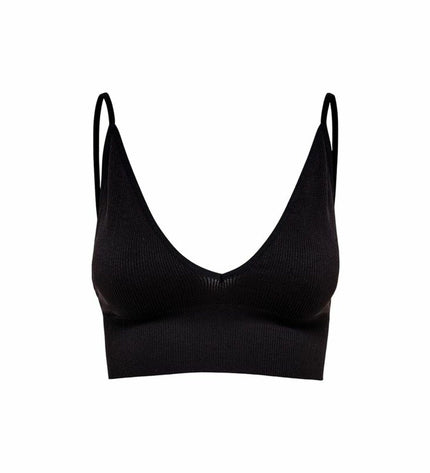 Dames sporttopje by Only Vicky Rib Seamless V-neck, ideal for dance and outdoor activities, in a fitted, seamless design.