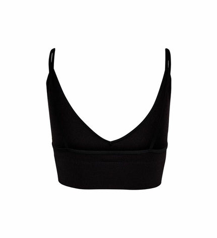 Dames sporttopje by Only Vicky ribbed seamless V-neck, ideal for dance and outdoor activities, shown in a close-up image.