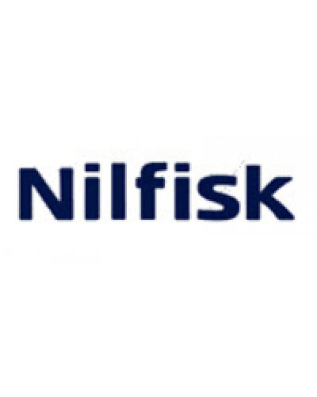Nilfisk EASY steel vacuum cleaner for home cleaning, with attachments for floors and window maintenance, on a tiled floor.