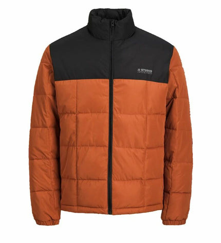 Brown Jack & Jones men's sports jacket, outdoor sportwear with a square design, suitable for active outdoor activities.