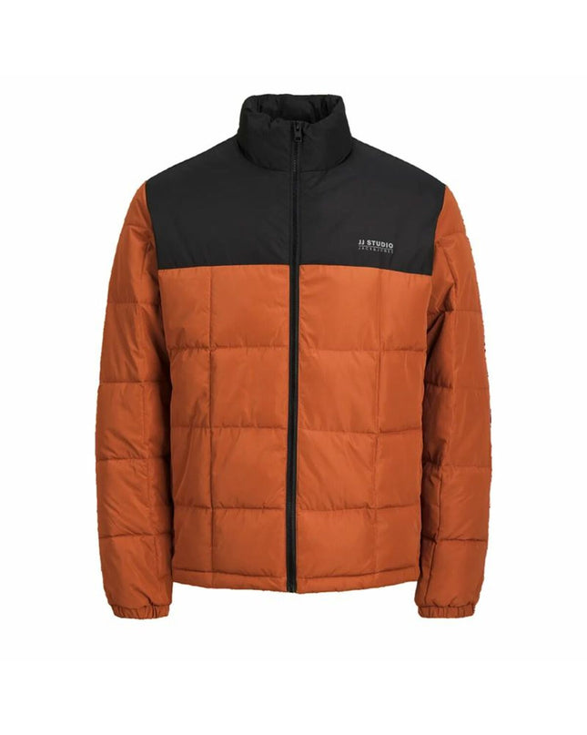 Brown Jack & Jones men's sports jacket, outdoor sportwear with a square design, suitable for active outdoor activities.