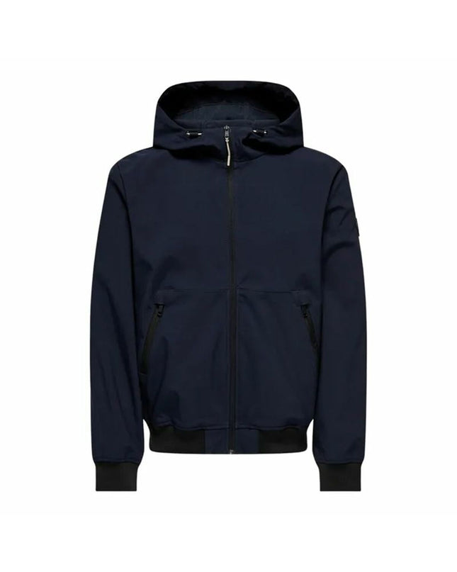 Men's navy blue sports jacket by Only & Sons, sporty outdoor jacket with a casual fit for active wear.