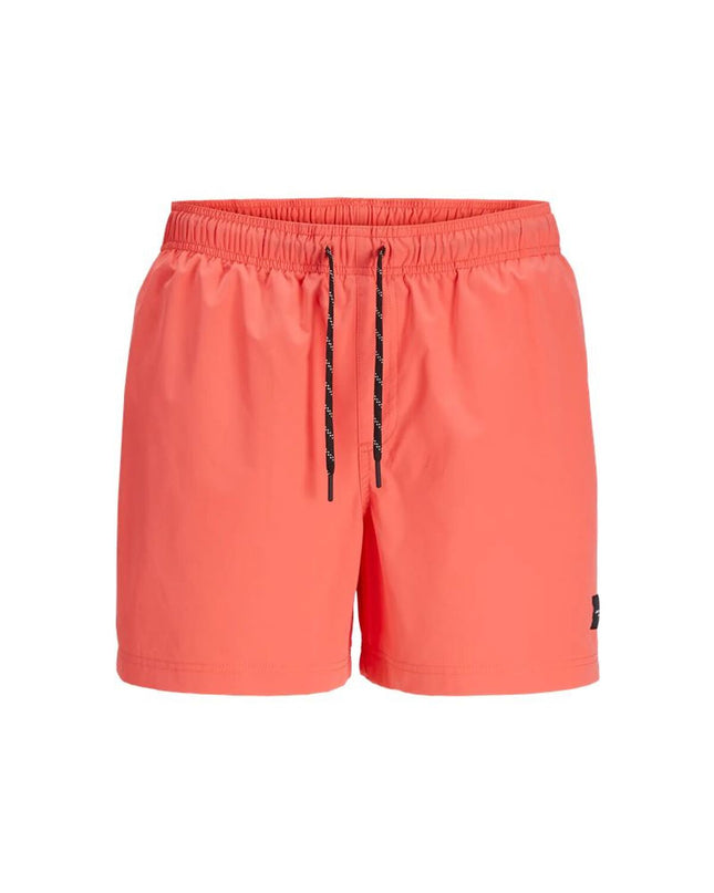 Orange Jack & Jones men's swim trunk with solid design, suitable for sport and outdoor watersports.