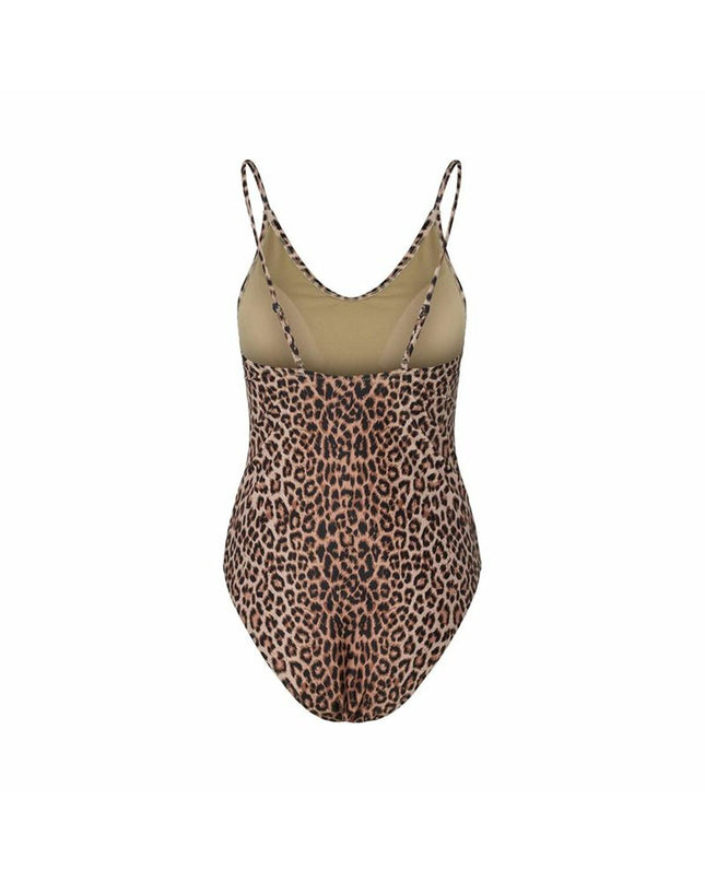 Black women's bikini swimsuit by Pieces, suitable for sport and water activities, with a sleek, fitted design.