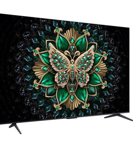 TCL 85-inch 4K Ultra HD HDR QLED Smart TV with slim bezel and vibrant display, perfect for home theater setup.
