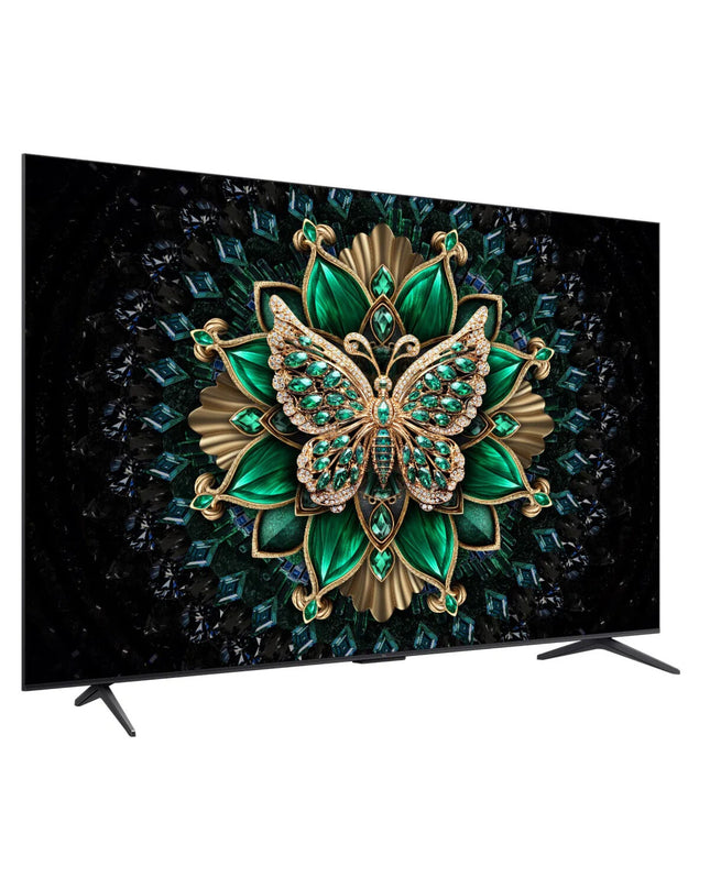 TCL 85-inch 4K Ultra HD HDR QLED Smart TV with slim bezel and vibrant display, perfect for home theater setup.