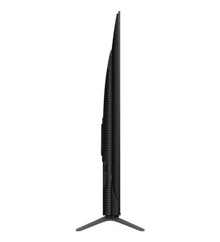 TCL 65-inch 4K Ultra HD HDR QLED Smart TV with sleek black bezel and screen displaying vibrant colorful images.