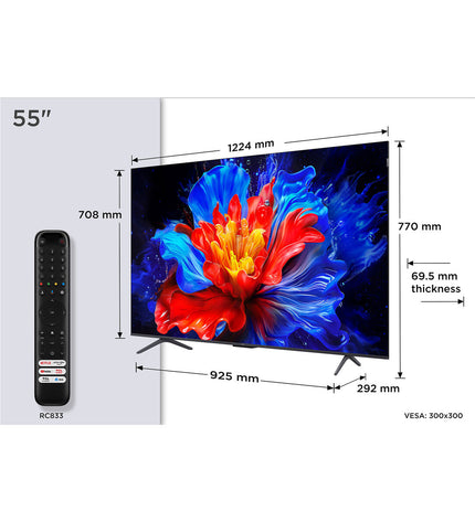 TCL 55P89K 55-inch 4K Ultra HD HDR QLED Smart TV displaying vibrant, high-resolution images in a modern living room setting.