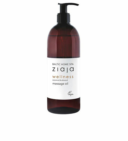 Ziaja Baltic Home Spa Wellness aromatherapy massage oil with almond and coconut scent, 490 ml bottle for health and personal care.