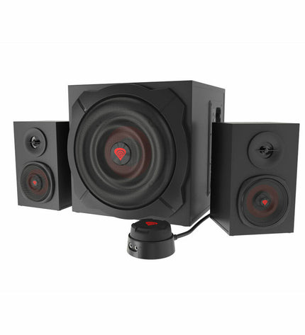 Genesis NCS-1408 black 60W speakers for high-quality audio and hi-fi sound, showcasing sleek electronic design.