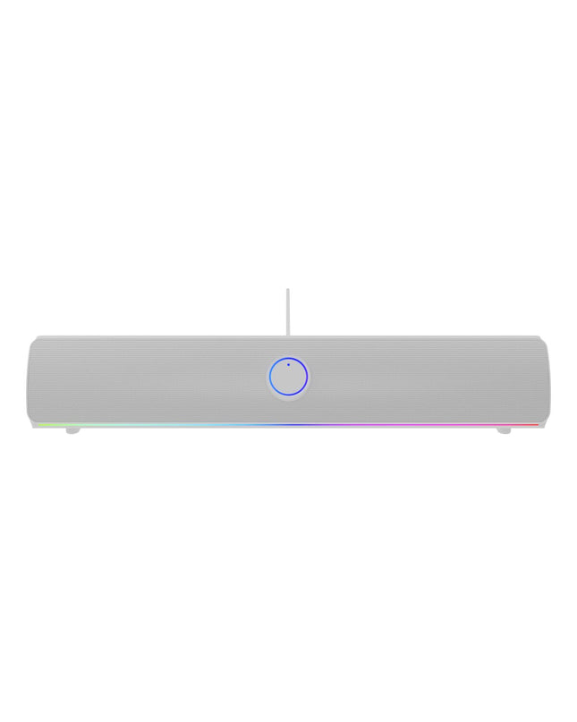 Genesis NCS-2305 Wit soundbar for audio and hi-fi systems, sleek white electronic audio device with control buttons.