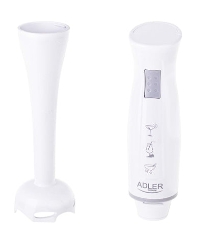 Adler AD 4622 300W hand blender with stainless steel blending shaft and control buttons, suitable for kitchen use.